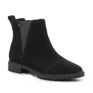 TOMS 'Cleo' US 8.5 Chelsea Black Suede Boot Slip On Ankle Bootie
